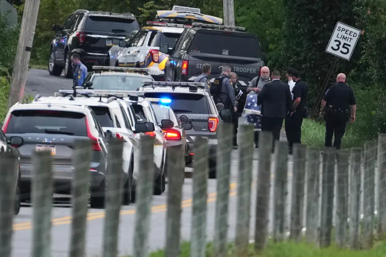 First responders at the scene where five police officers were shot on Wednesday, in North Codorus Township, Pennsylvania, the US [Matt Slocum/AP Photo] pennsylvania shooting