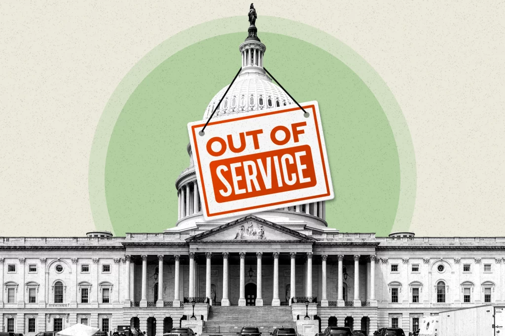 Illustration by Claudine Hellmuth/POLITICO (source images via iStock) federal government shutdowns