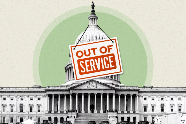 Illustration by Claudine Hellmuth/POLITICO (source images via iStock) federal government shutdowns